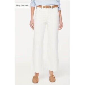 J.Crew Petite Wide-leg Jean in All-day Stretch Size 30P Seashell White NEW BR052